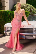 Strapless Fitted Gown With Lace Detailing-6