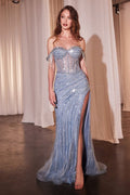 Elegant Beaded Embellished A-Line Long Formal Prom Evening Gown CDCD848