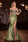 Off The Shoulder Satin Fitted Gown